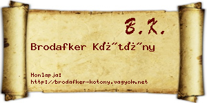 Brodafker Kötöny névjegykártya